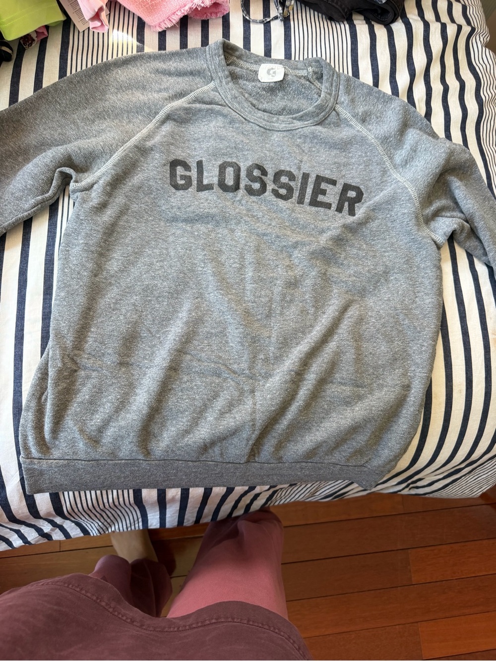 Glossier Heather Gray Crewneck Sweatshirt with Logo